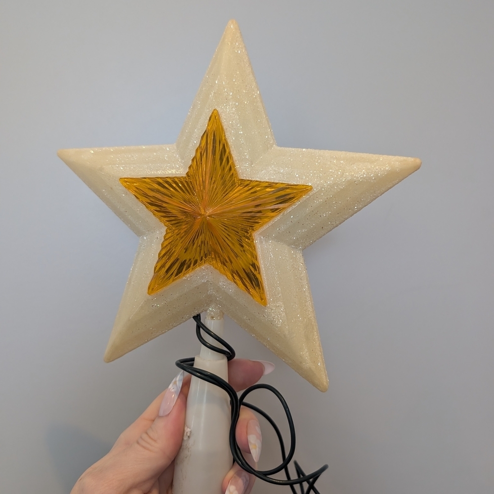 Light-Up Star Tree Topper in Cream and Gold - Picture 7 of 9